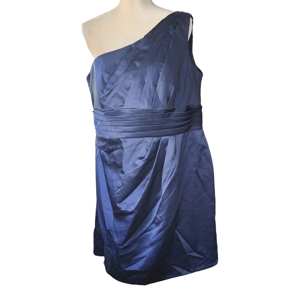 David's Bridal Royal Blue One Shoulder Pleated Plus size Dress 18/20